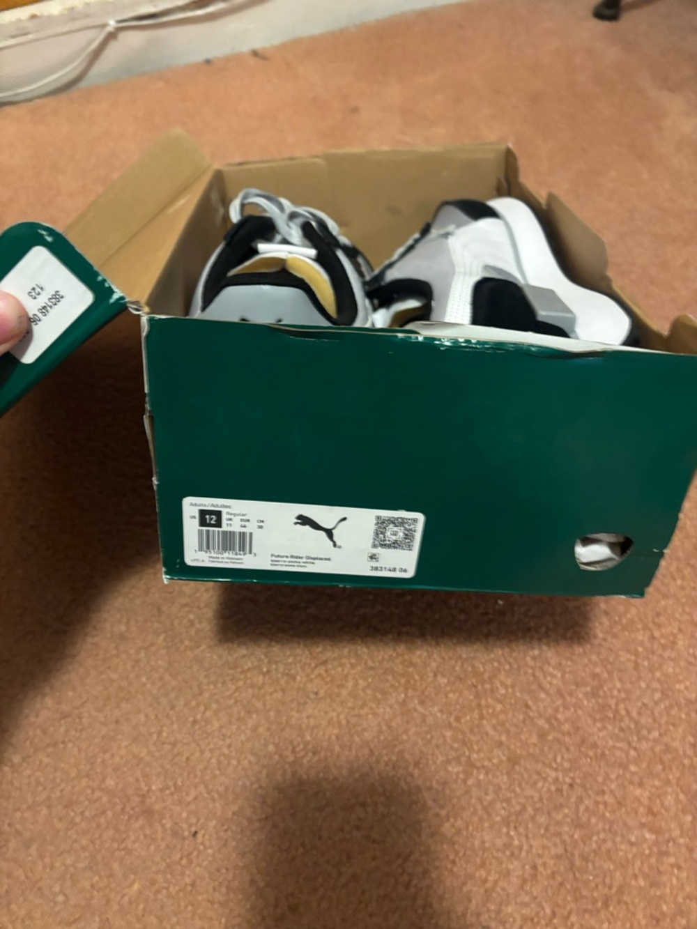 Puma Black and White Athletic Sneakers with Tan Accents